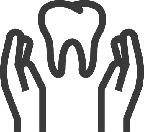 hands holding tooth icon