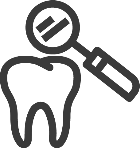 tooth with magnifier icon